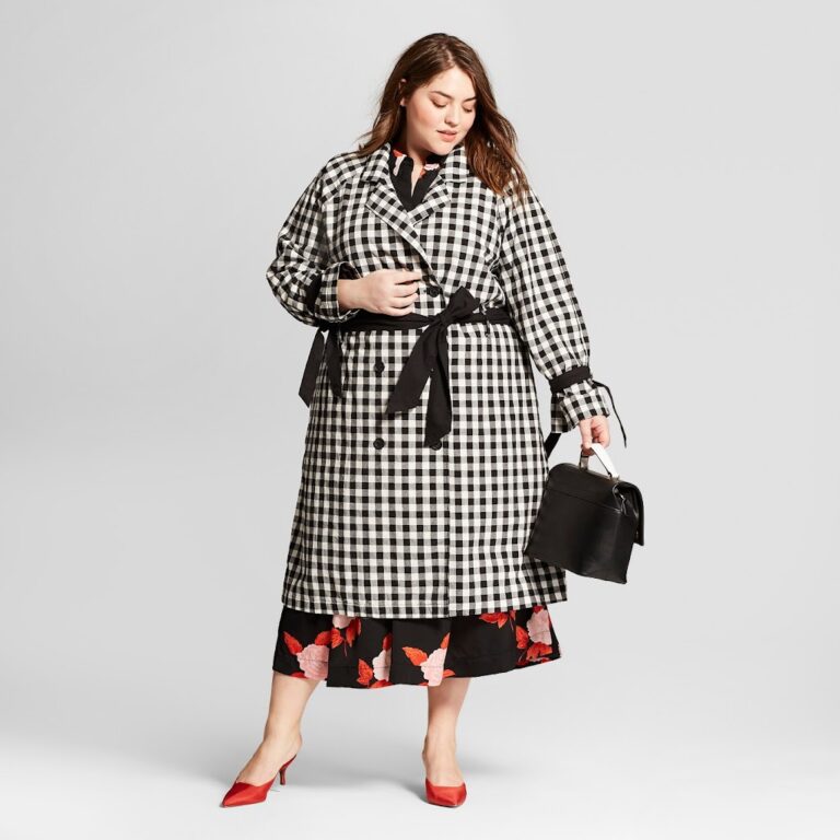 Plus Size {Fashion} Pick of the Day: Black Gingham Trench Coat