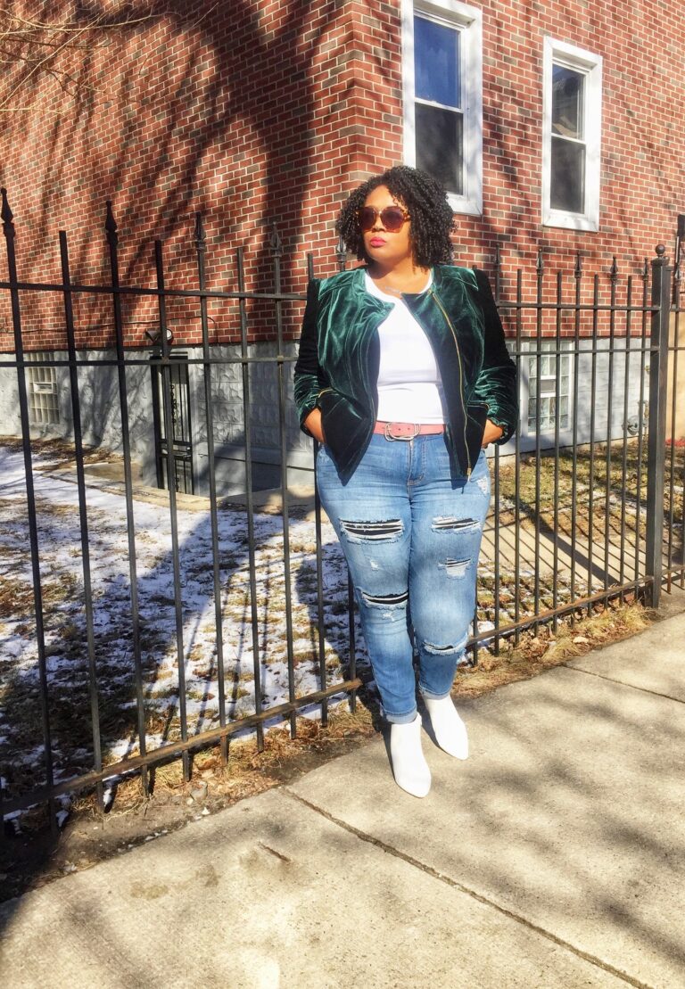 plus size velvet jacket jeans