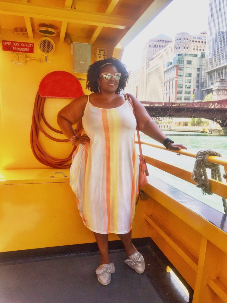 Chicago River Boat Shein Striped Dress