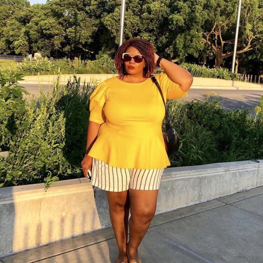 Chicago Park Plus Size Peplum Top and Striped Shorts
